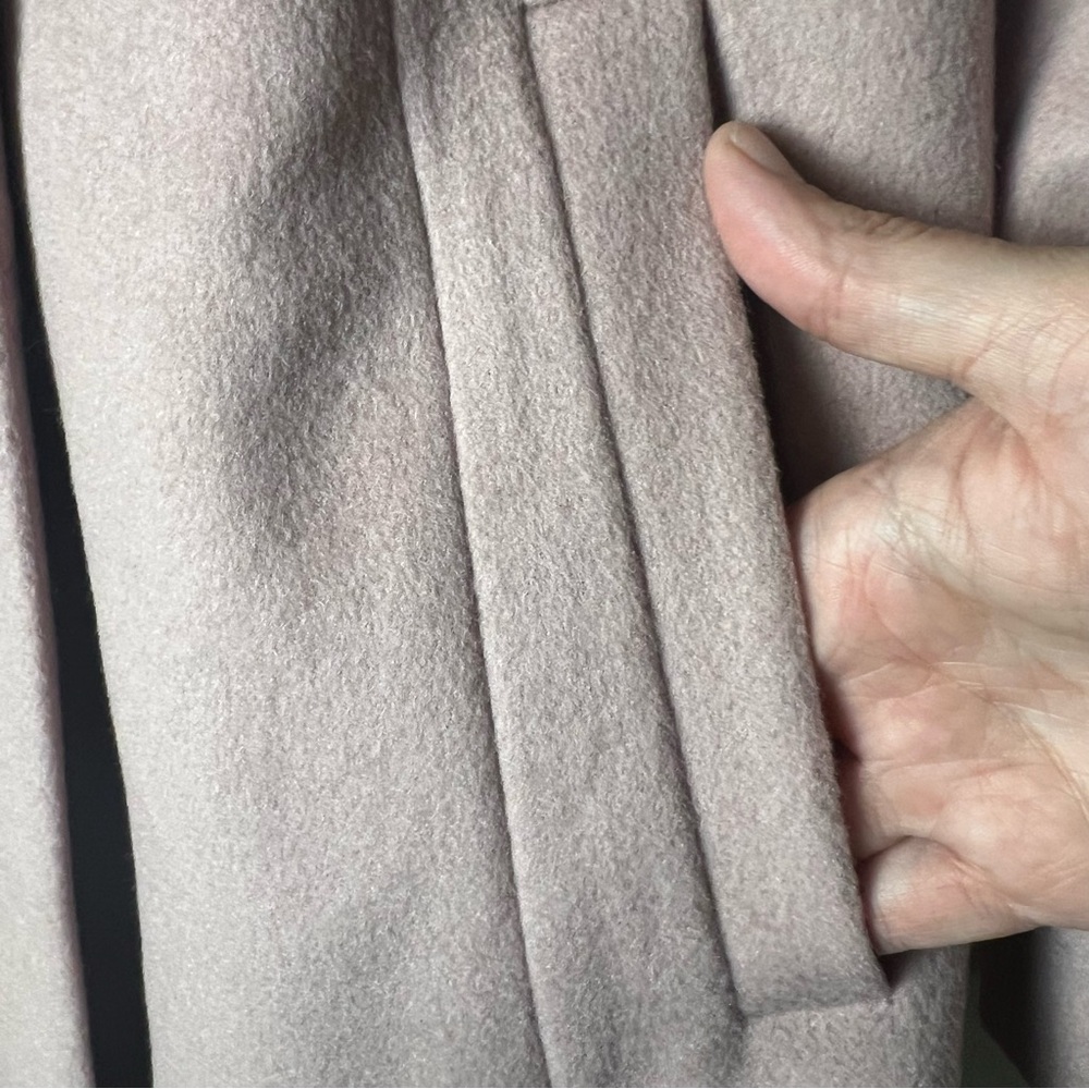 Cole Haan - Women’s Slick Wool Blend Wrap Coat Shawl Collar Belted Pink - Sz. 8 - Picture 8 of 11